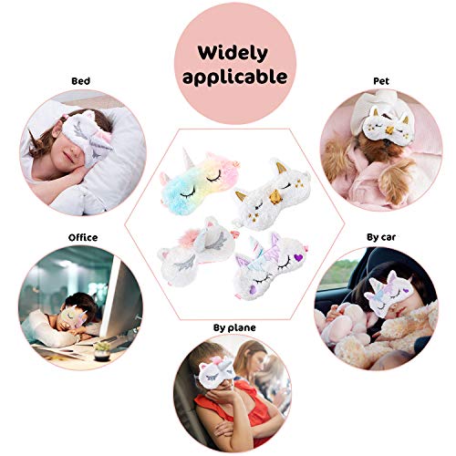 Eye Mask for Sleeping,Aniwon 4 Pack Unicorn Sleep Mask Night Blindfold Eye Cover Eyeshade Sleep Eye Mask for Girls Women Kids - Thumbnail 5