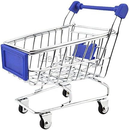 Kids Supermarket Mini Shopping Fun Cart Trolley Toy Pretend Play - Dark Blue