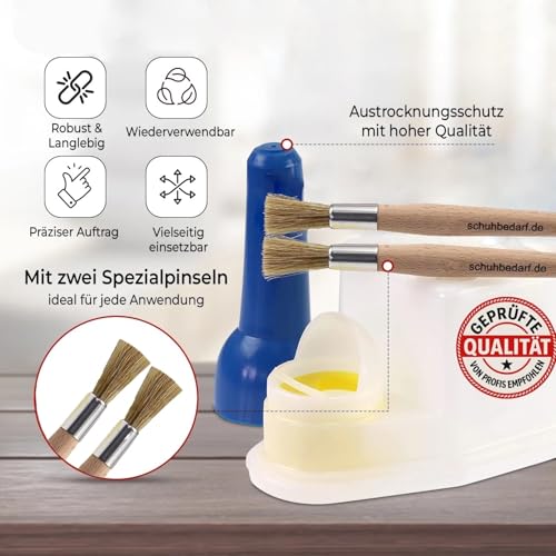 Klebstoff Sparbehälter mit 2xPinsel – luftdichter Leimspender für Schuhkleber, Holzleim, Kontaktkleber & Bastelkleber – robuster Leimbehälter für Werkstatt, Handwerk, Modellbau & Reparatur (0,4 Liter) thumbnail 2