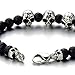 COOLSTEELANDBEYOND Gothic Style Mens Beads Bracelet with 8mm Black Volcano Volcanic Stone and Stainless Steel Skulls