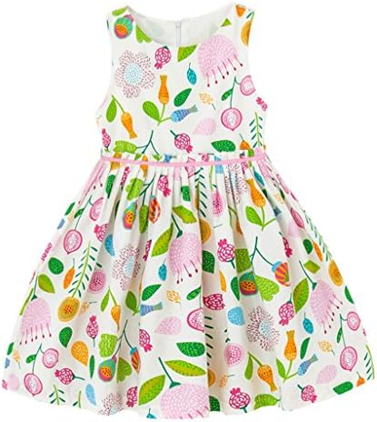 Tonwod Little Girl Dress,Sleeveless Cotton Casual Summer Floral Sundress