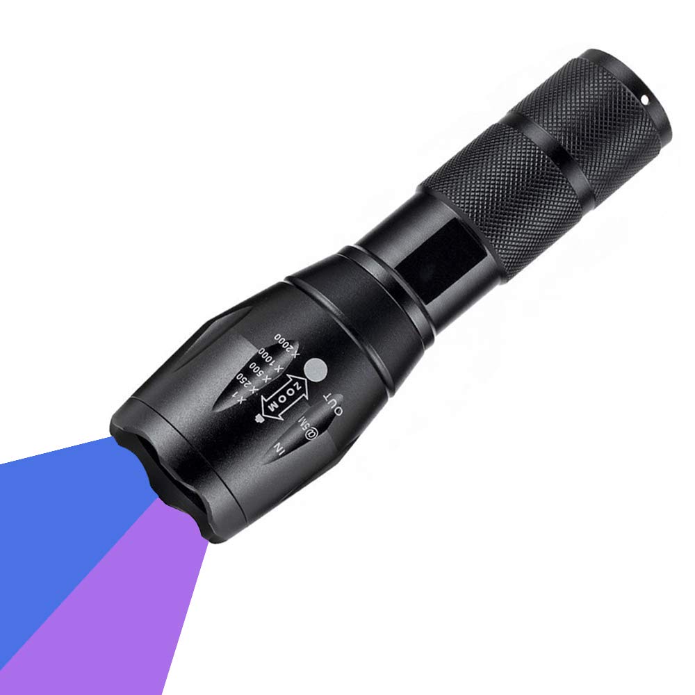WESLITE UV Torch, 365nm & 395nm Ultraviolet Flashlight Dual UV Torches Multifunctional Blacklight Zoomable Pet Urine Detector Document Verification Scorpions Art Photography (Not Included Battery)