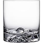 Mountain Whiskey Glass – 11oz Lead-Free Crystal Tumbler with 3D Mountain Base, Heavy Thick Bottom Rocks Glass for Bourbon, Scotch, Cocktails & Home Barware
