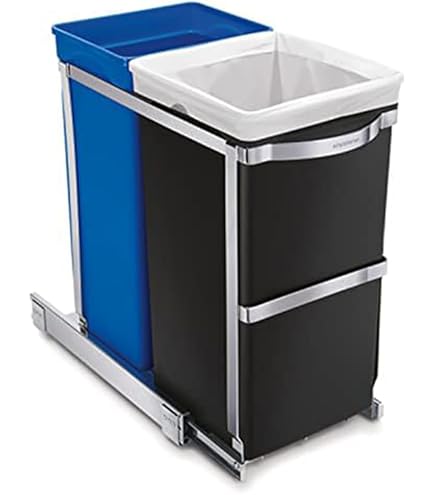 Poubelle Tri Sélectif Elletipi - 2 Bacs 12L Extractibles - Pour Intégration Meuble Cuisine - Acier/Plastique