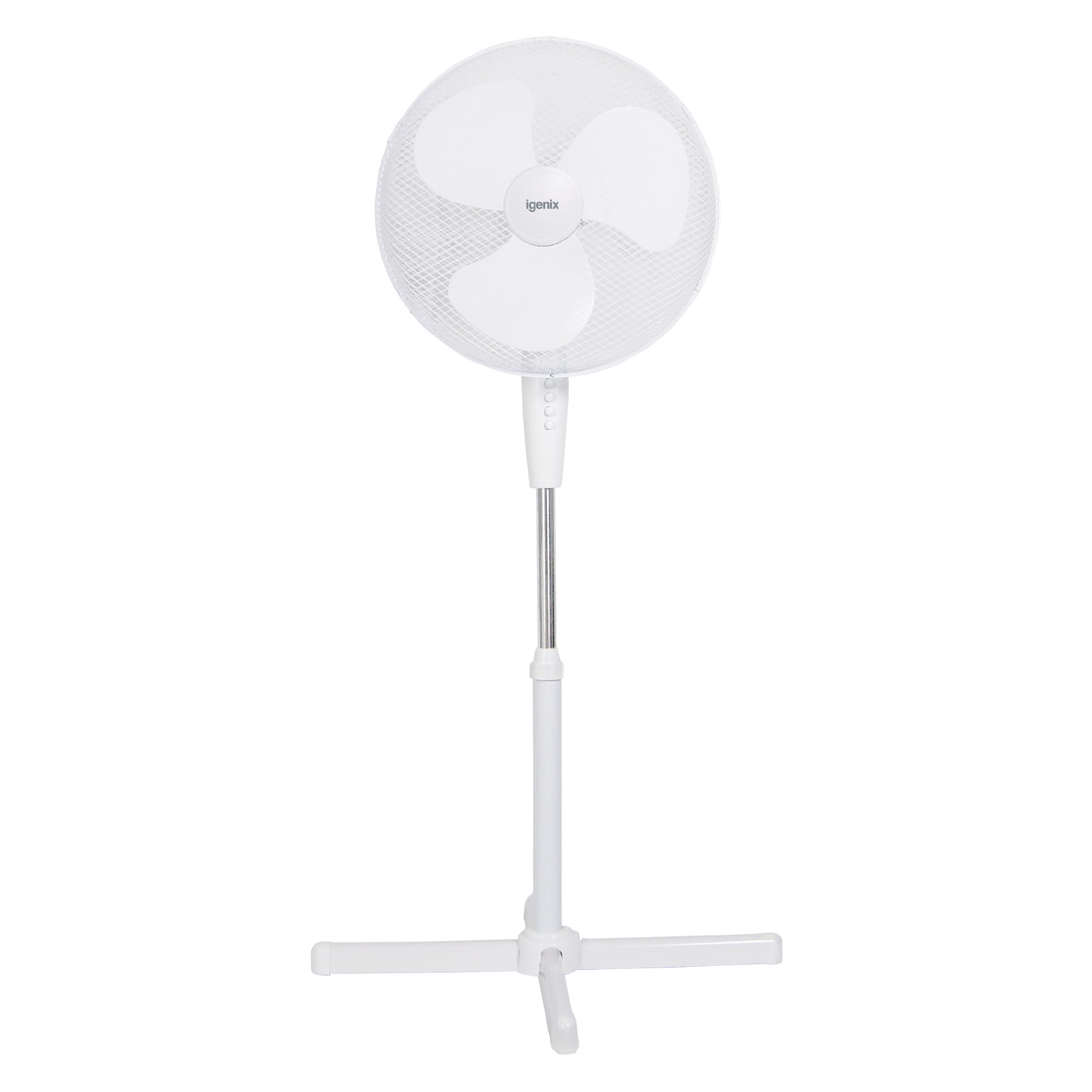Igenix DF1655 16" Pedestal Fan – 40W Power, 3 Speed Settings, Quiet Oscillating Cooling Fan with Adjustable Height & Tilt, Mesh Safety Grill – Ideal for Home & Office, White