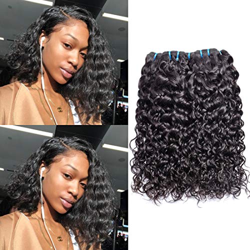 Ms Sunlight Hair Brazilian Water Wave Virgin Hair 3 Bundles 9A Wet and Wavy Human Hair Weave Bundles 100% Unprocessed Virgin Brazilian Human Hair Bundles Natural Color(10 10 10)