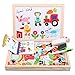 Wooden Magnetic Jigsaw Puzzles Toy, DIWENHOUSE Toddler Toys Educational Travel Puzzle Games Double Sided Drawing Easel for Boys and Girls (Animal World)