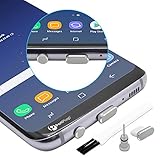 PortPlugs - USB C Aluminum Dust Plug Set - Charging Port and Headphone Jack with Integrated SIM Tool - Includes Holders and Cleaning Brush (Silver)