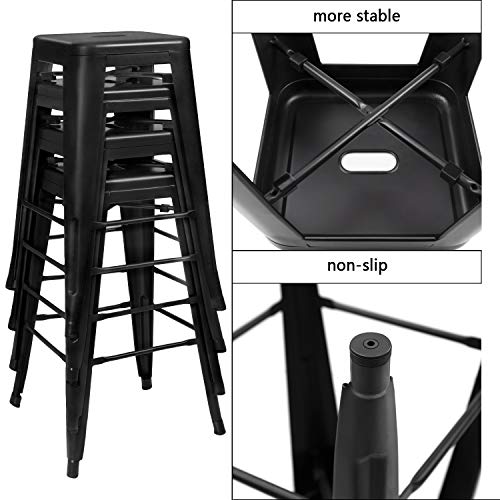 JUMMICO Metal Bar Stool 24 Inches Indoor Outdoor Industrial Barstools