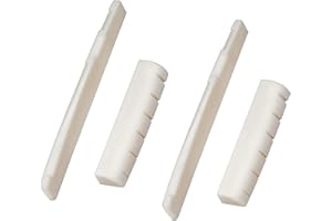 IONPSHG 6 Strings Guitar Bone Bridge Saddle and Nut Made of Real Bone 4Pcs Saddle Nut Bridge Bone Slotted Durable Compatible 