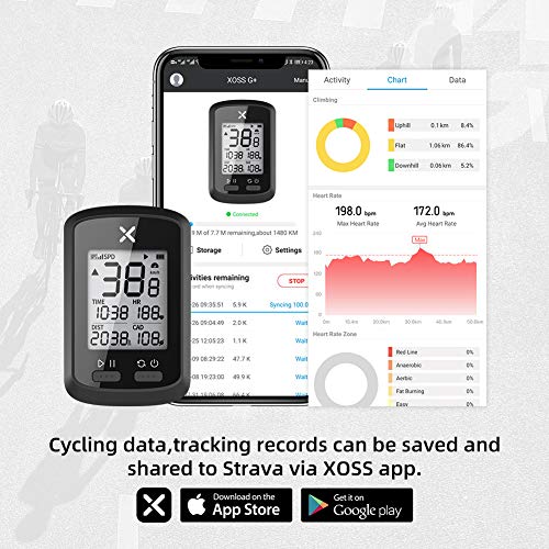 XOSS G+ GPS Cycling Computer Wireless Bike Speedometer Odometer Cycling Tracker Waterproof Road Bike MTB Bicycle Bluetooth ANT+ with Cadence