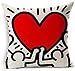 Keith Haring's Graffiti-art Printing Style Cotton Linen Throw Pillow Case Cushion Cover Home Office Decorative, Square 18 X 18 Inches