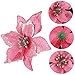 WILLBOND 24 Pieces 6 Inch Christmas Glitter Poinsettia Flowers Decorative Faux Flowers for Christmas Tree Ornaments (Pink)