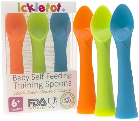 Silicone Baby Spoons Set - Soft Tip Infant Spoons for First Stage Feeding | Non-Toxic &amp; BPA Free | FDA Approved | Best Self Starter Toddler Training Utensils For Eating, Weaning and Teething | 3 Pack