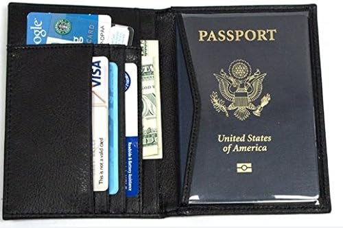 High Quality Leather Travel Wallet, Passport & Card Holder w/ RFID Identity Theft Protection.