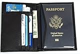 High Quality Leather Travel Wallet, Passport & Card Holder w/ RFID Identity Theft Protection.