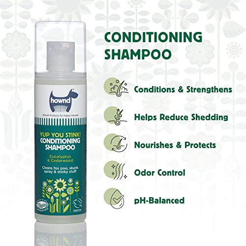 HOWND YUP YOU STINK ODOR DEODORIZING & DEEP CLEAN 2-IN-1 DOG SHAMPOO AND CONDITIONER – HYPOALLERGENIC, VEGAN, PH-BALANCED, ODOR CONTROL FOR SMELLY, ITCHY DOGS – CEDARWOOD AND EUCALYPTUS