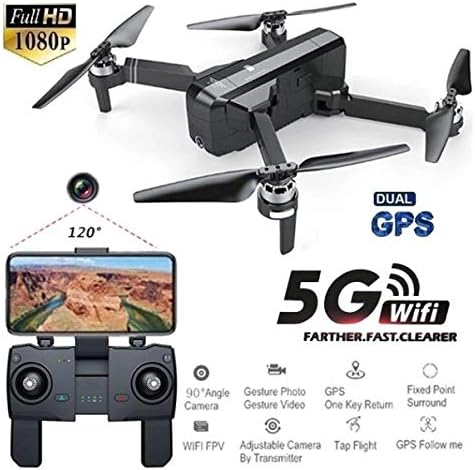 Faironly SJRC F11 GPS 5G Wifi FPV with 1080P Camera 25mins Flight Time Brushless Foldable Arm Selfie RC Drone Quadcopter Black 5G 1080P 2 battery