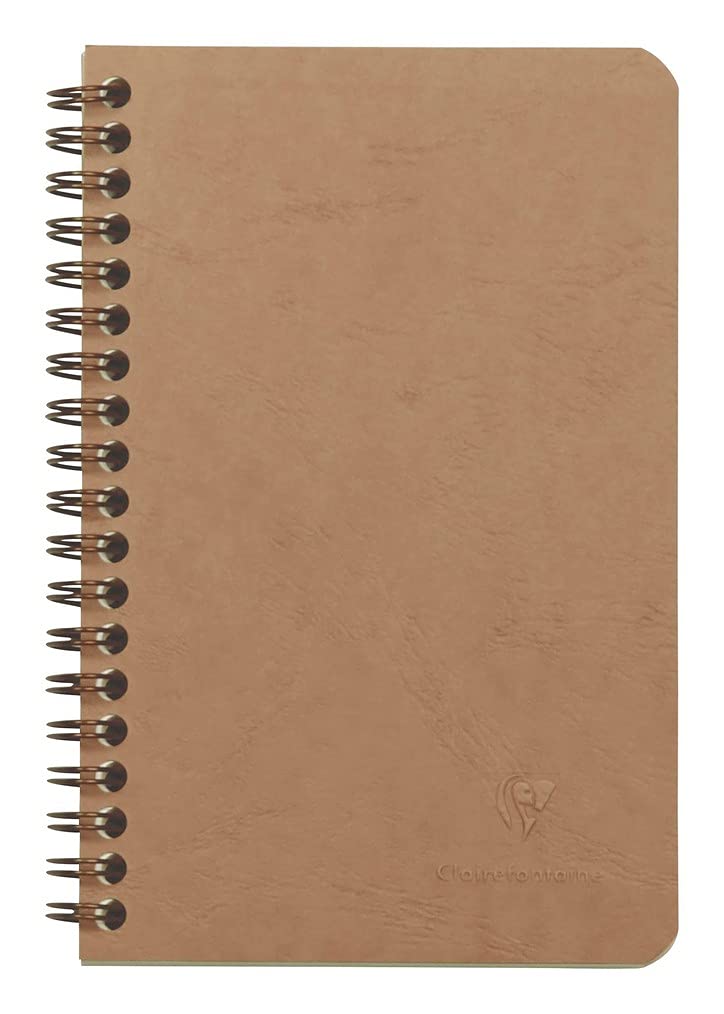 Clairefontaine 78616C Collection Age Bag Tobacco Pocket Notebook - 11x17cm - 120 Detachable Lined Pages + 3 Dividers w/ Pockets - Grain Leather Hardcover
