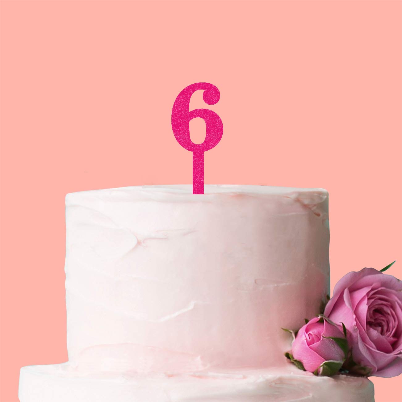 Fancy Pants Store Laser Cut Number Cake Topper: Glitter Pink: Number 6
