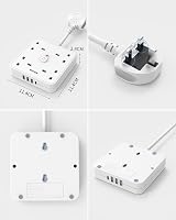 Mscien 4 Gang Extension Lead 4 USB (USB-C 3A) Short Cord Power Strip Wall Mount view 6