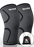 Knee Compression Sleeve ( 1 Pair / sackpack ) by Tengyes - Best Knee Support Brace for ACL, MCL, Volleyball, Powerlifting, Basketball, Running, Sports - Knee Sleeves for Women & Men
