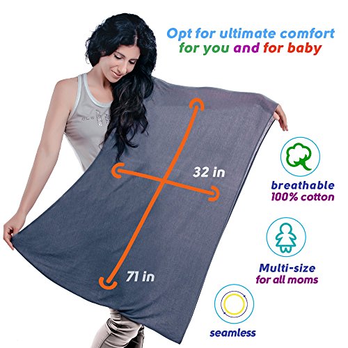 Breastfeeding Nursing Cover (Elegant Gray) - Supreme Quality 100% Cotton Carseat Canopy - Unisex Baby Cover For Stroller, High Chair, Baby Carrier, Shopping Cart - Multi-Use Nursing Scarf