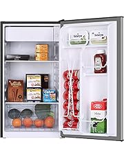 Compact Fridge FRESTEC 3.2 CU.FT. Mini Dorm Refrigerator Small Fridge with Freezer, 37 dB Low Noise, Adjustable Temperature, Reversible Door, for Home Office Dorm or RV (Stainless Steel)