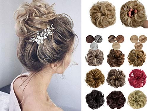 Hebelin Messy Hair Bun Extensions Scrunchy Updo Elastic Wavy Curly Donut Chignon Hairpiece