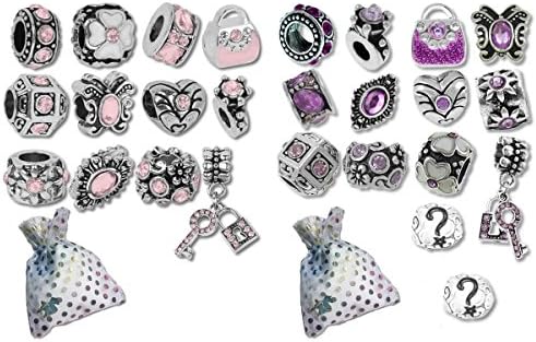 European Charm Bracelet Charms and Beads For Women and Girls Jewelry, Easter Pink Purple
