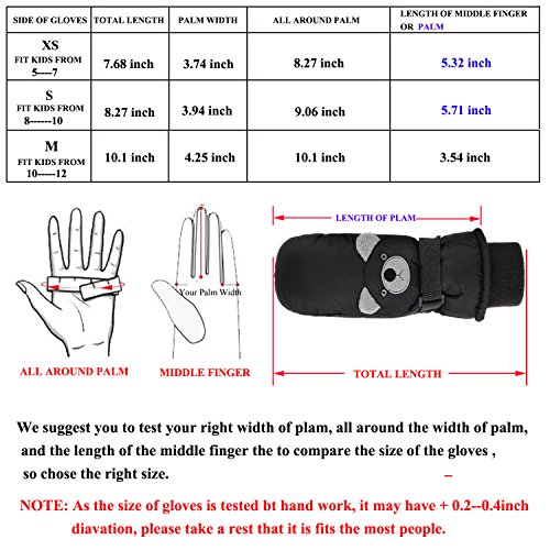 image for Ski Mittens, Yidomto Waterproof Warmest Winter Snow Gloves for Mens, W