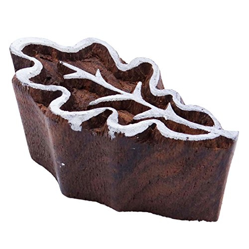 Brown Decorative Block Indian Wooden Textile Stamps Wood Leaf Printing Block - Thumbnail 2