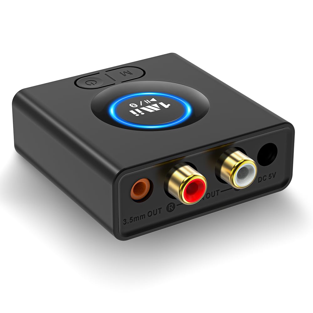 Photo 1 of 1Mii Bluetooth Receiver for Home Stereo, Wireless AUX & RCA Adapter, Dual Device Pairing, 12H Playtime, Bass Boost, Bluetooth 5.1 Audio Adapter for Home & Car