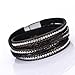 Ikevan Women Bohemian Bracelet Woven Braided Handmade Wrap Cuff Magnetic Clasp (Black)