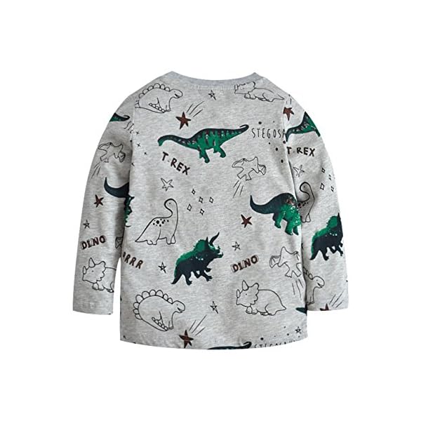Toddler Boys T-Rex Long Sleeve Dinosaur T Shirt Tops Cotton Cartoon Graphic Tees for Kids Size 1-7T - Image 3