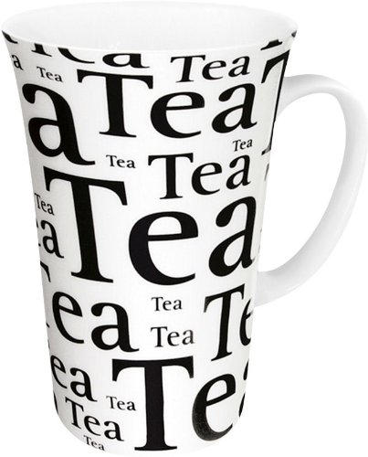 Konitz 19-Ounce Writing On White Mega Mugs, White/Black, Set of 4