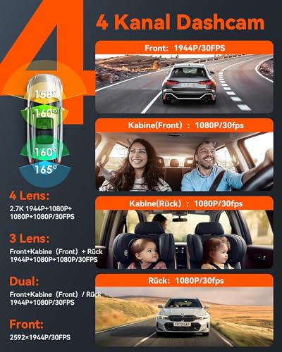 VANTRUE N5 4-Channel STARVIS 2 Dash Cam 5GHz WIFI GPS, 1944P/2.5K + Triple 3HDR 1080P Car Camera, Car Dashcam Voice Control 24h. Buffer Parking Mode, APP & 160°IPS Max 512G