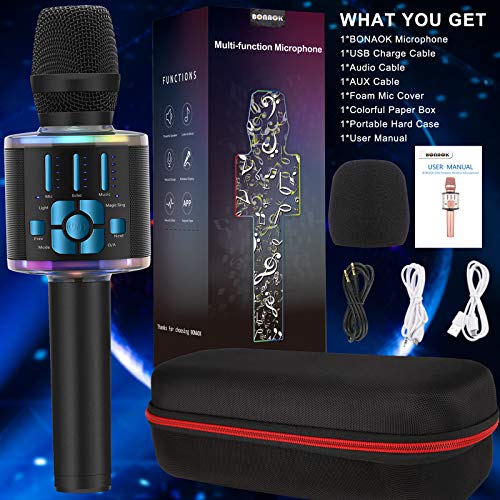 BONAOK 2021 Wireless Bluetooth Karaoke Microphone with Magic Voice