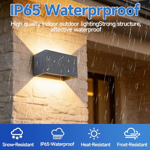 FUPE 2 Pieces Outdoor/Indoor LED 25 W Outdoor Wall Lamp Anthracite IP65 Waterproof Aluminium Outdoor Wall Light Adjustable Light Angle 3000 K Warm White
