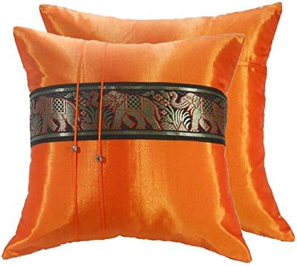 Amazon Com 2 Covers Elephant Pillow Cushion Thai Silk Decorative