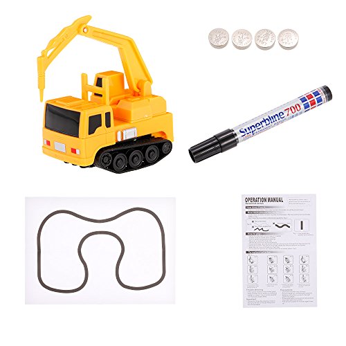 Goolsky GOLD LIGHT Magic Mini Construction Truck Driller Follow Black Drawn Line Toy Car