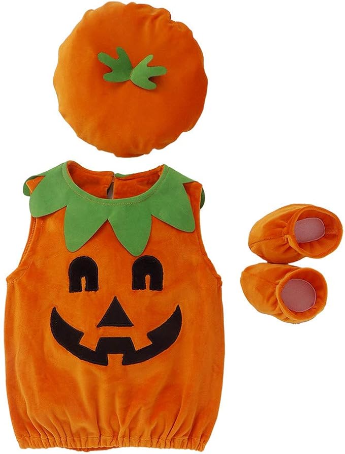 Neonato Bambino Ragazzo Abbigliamento Halloween Cosplay Vestiti Zucca