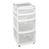 HOMZ 4-Drawer Plastic Storage Cart Organizer with