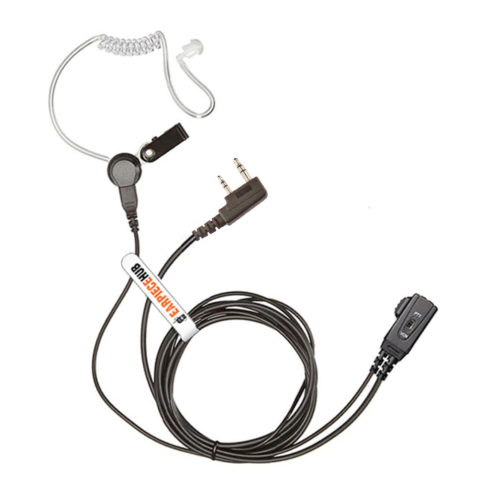 EarpieceHub PTT VOX Security Earpiece (Covert acoustic tube Headset) Compatible with Kenwood Baofeng Mitex Radio