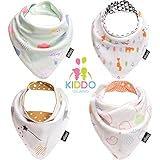 Baby Bandana Drool Bibs By Elleez - 4 Pack For Boys & Girls - Baby Gift Set - 100% Organic Cotton - Beautiful Reversible Bibs(2 Styles in 1) - Cool & Warm, Functional, Adorably Stylish (MULTI COLOR)