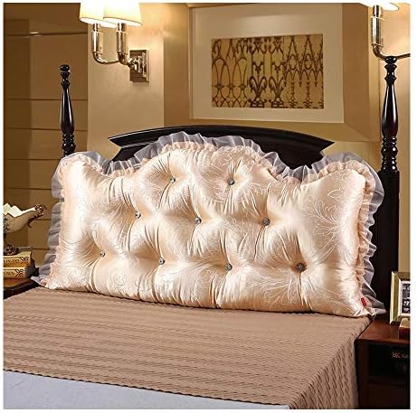 YXNZ Long Pillow Bed Head Backrest Stuffing Cotton Large Cushion Bed Double Pillow with Core Removable Washable 200cm (Color : Champagne, Size : 12070cm)