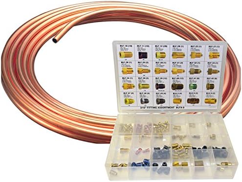 Brake Line Coil and Fitting Assortment Kit, 3/16" x 25'