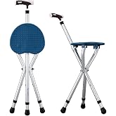 Yayayo Hold 440 lbs Folding Canes with Seat Walking Stick Height Adjustment Cane Seat Capacity Frosted Handle with Magnetic Therapy Stone Crutches Stool