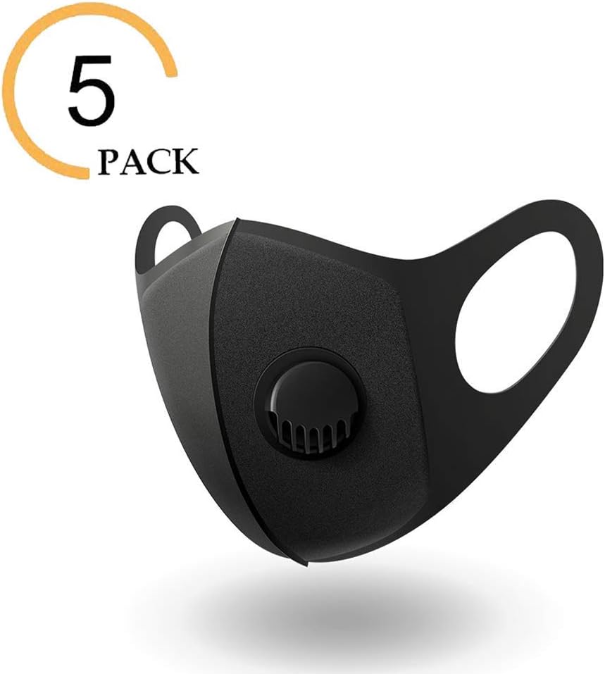 5 Pack Face Masks – 100% PU, Washable, Reusable Cloth Masks – Protection from Dust, Pollen, Pet Dander, Other Airborne Irritants