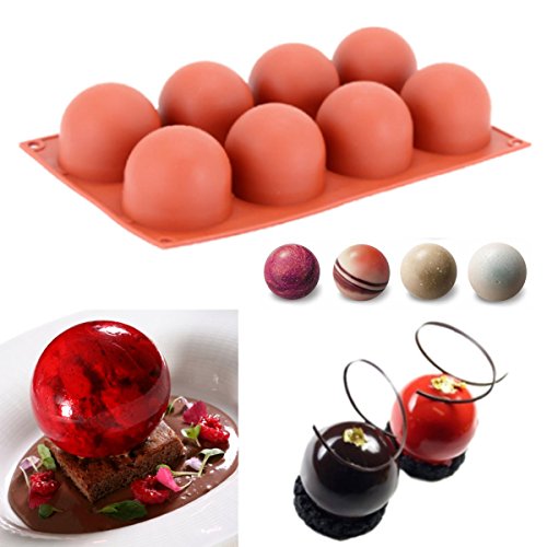 Katoot@ High Ball Shaped Silicone Cake Fondant Mold 8 Holes Chocolate Jelly Mould Home Cake Mousse Baking Decorating Tools Supplies